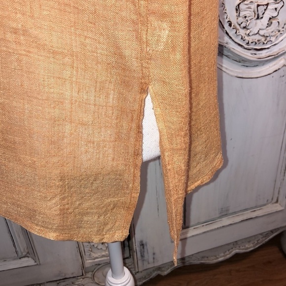 Madre Terra 100% Silk Made in India Burnt Sienna Sleeveless Mandarin Collar Top - Picture 6 of 11
